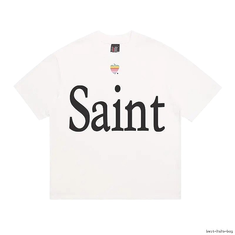 SAINT Letter Print Street Style Off-white T-shirt