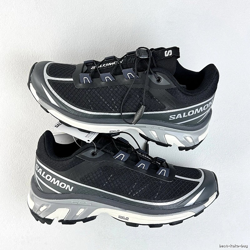 Salomon Black and Gray Trail Sneakers with Quick-Lace Style Cords
