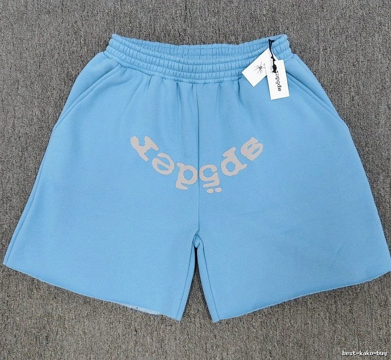 Sp5der Foam Print Street Style Light Blue Shorts