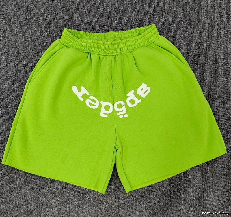 Sp5der Printed Street Style Neon Green Shorts