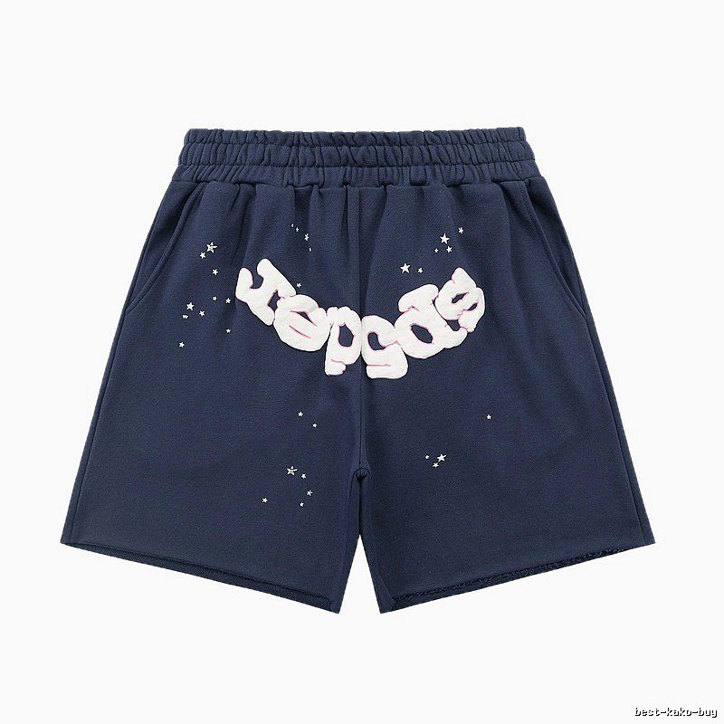 Sp5der Star Print Shorts (Navy Blue)