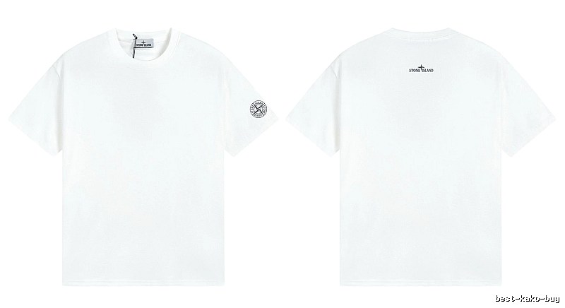 Stone Island Badge Minimalist Style White Short-sleeve T-shirt