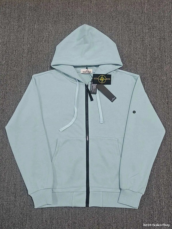 Stone Island Blue Zip Hoodie Gift Ready