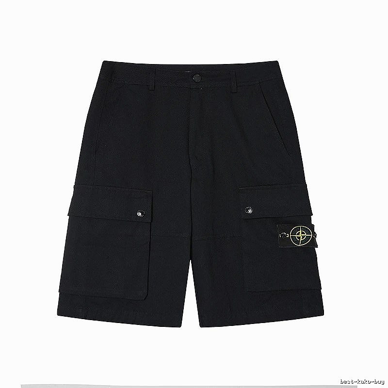 Stone Island Classic Compass Workwear Style Black Shorts