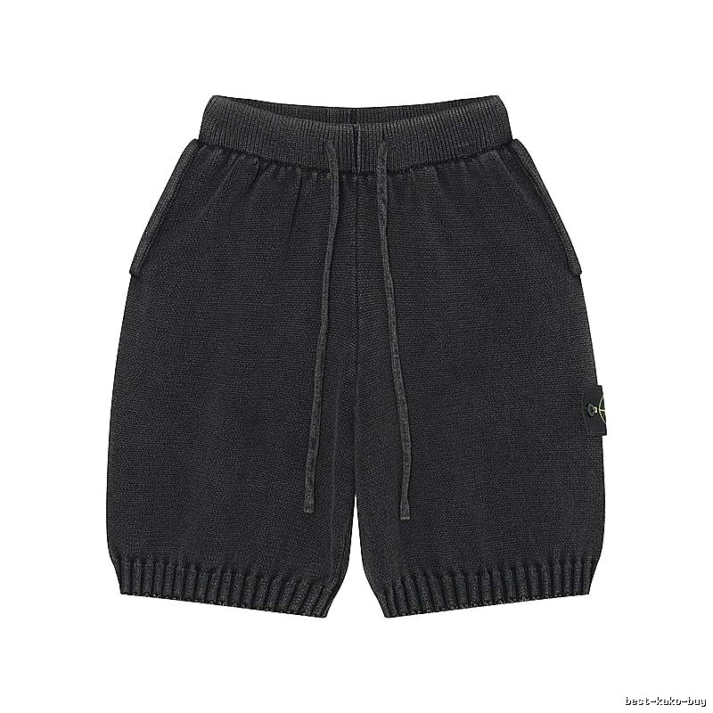 Stone Island Classic Street Style Carbon Black Knit Shorts