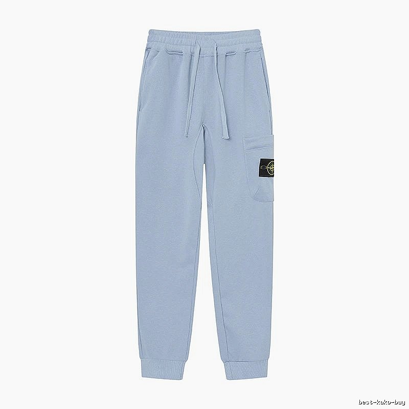 Stone Island Compass Badge Street Style Light Blue Cuffed Jogger Sweatpants