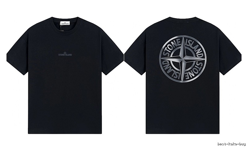 Stone Island Compass Collection Street Style Black T-Shirt