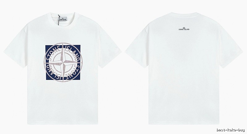 Stone Island Compass Collection Street Style White T-Shirt