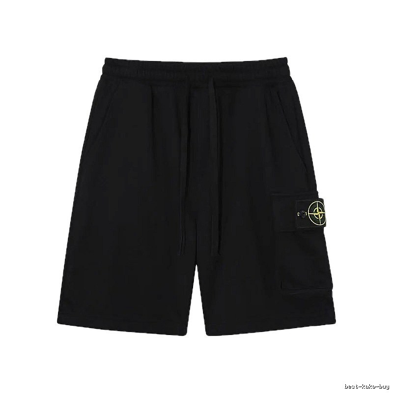 Stone Island Compass Logo Workwear Style Black Shorts