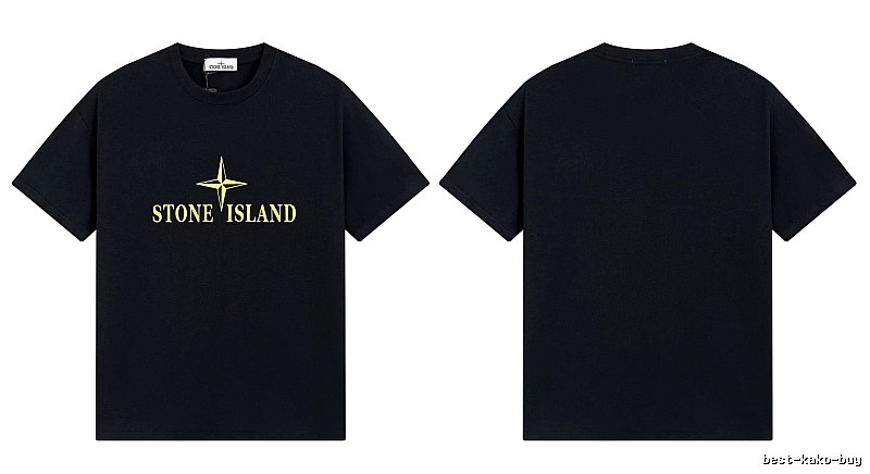 Stone Island Compass Print Street Style Black T-Shirt