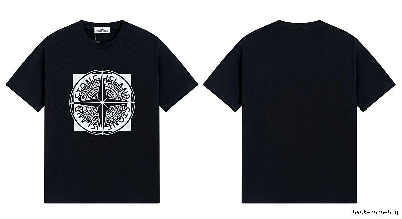 Stone Island Compass Print Street Style Black T-Shirt