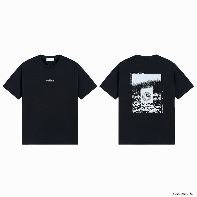 Stone Island Printed Functional Style Black Short Sleeve T-Shirt
