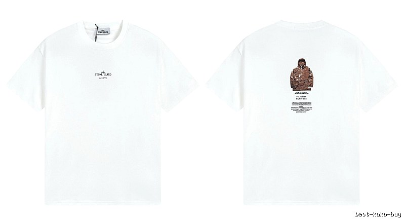 Stone Island Printed Functional Style White Short Sleeve T-shirt