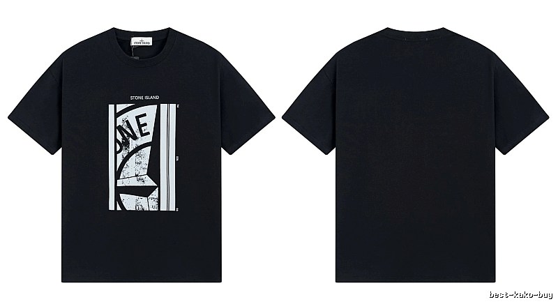 Stone Island Printed Street Style Black T-shirt