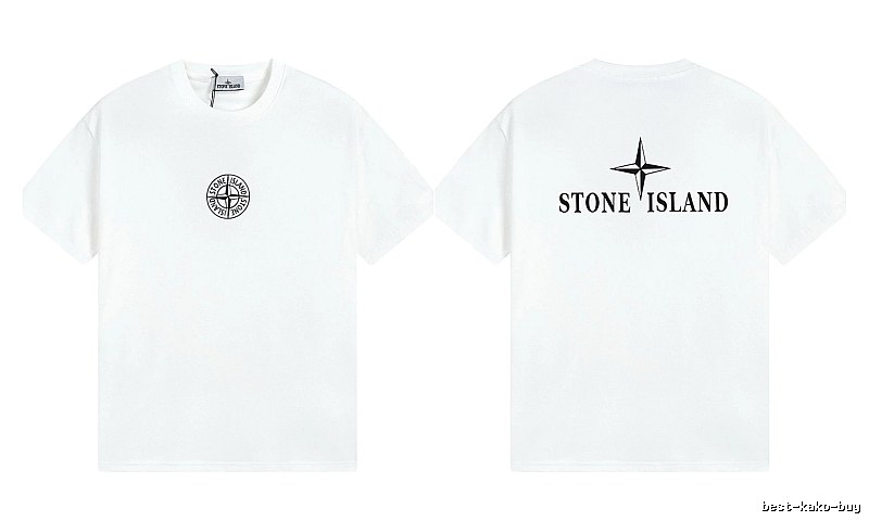 Stone Island Printed Street Style White Short Sleeve T-shirt