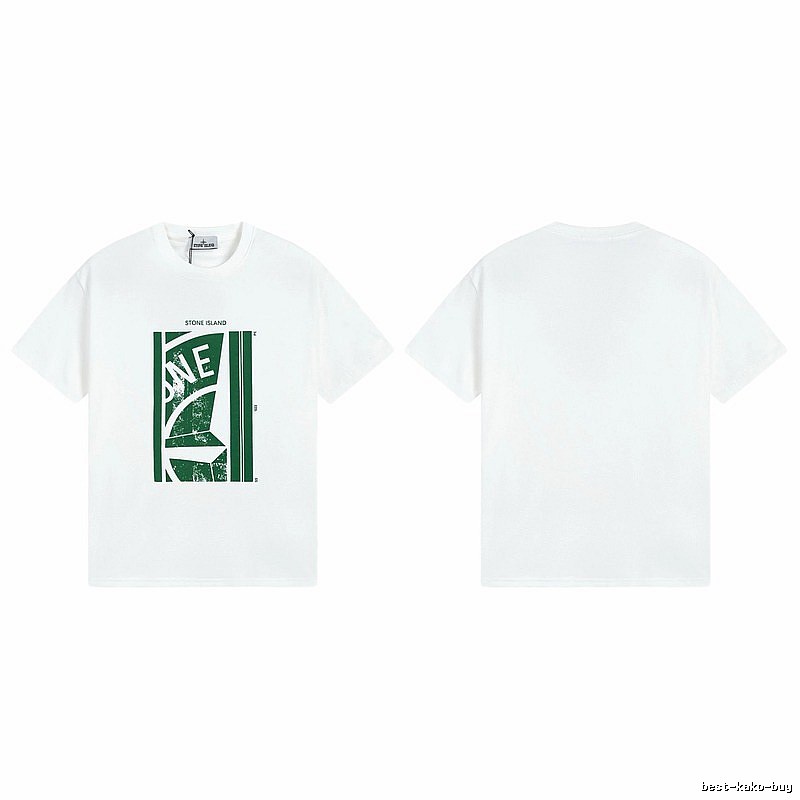 Stone Island Printed Street Style White Short Sleeve T-Shirt