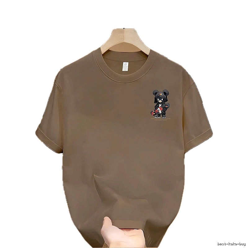 Streetwear Brand Gloomy Bear Printed Street-style Khaki T-shirt