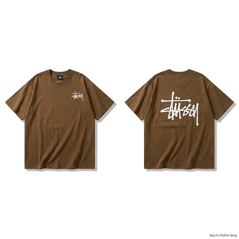 Stussy basic simple style coffee-colored T-shirt