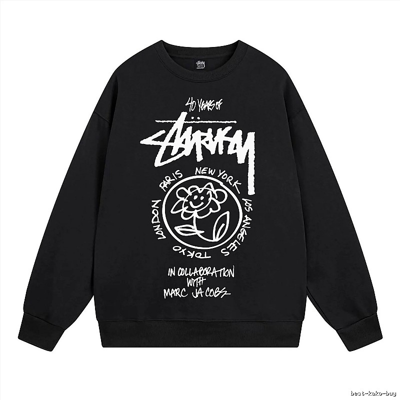 Stussy Black Style 539 Graphic SweatShirt Campus Look