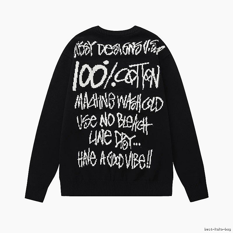 Stussy Black Swirl Graphic SweatShirt Relaxed Styling