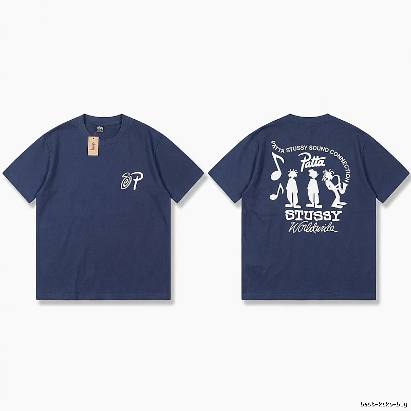 Stussy Co-branded Hip-hop Style Navy Blue T-shirt