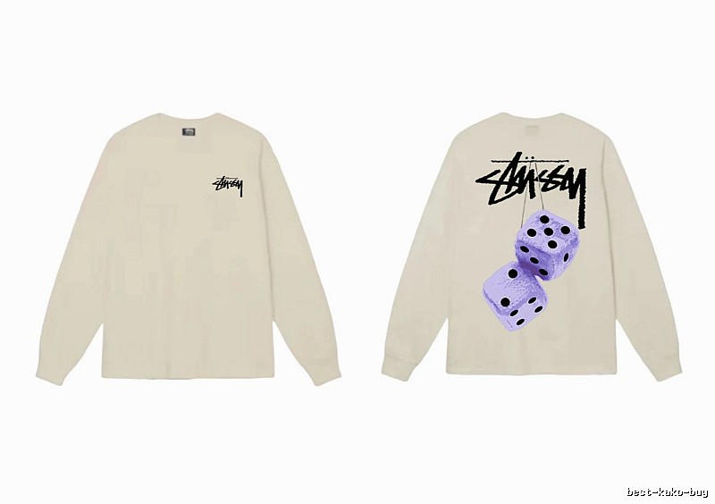 Stussy Dice Print Off-white Long-sleeve Shirt