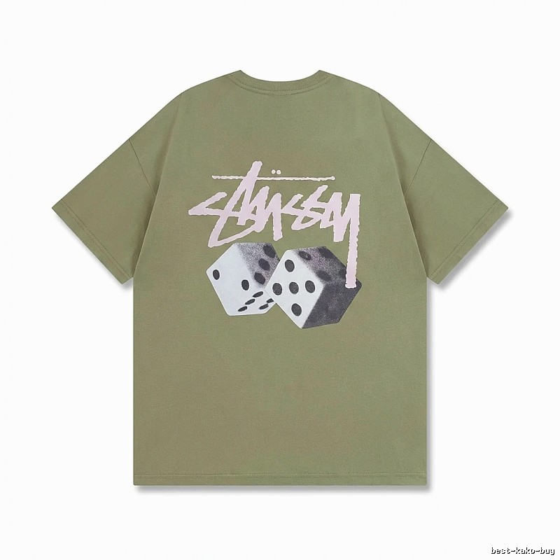 Stussy Dice Trend Brand Olive Green T-shirt