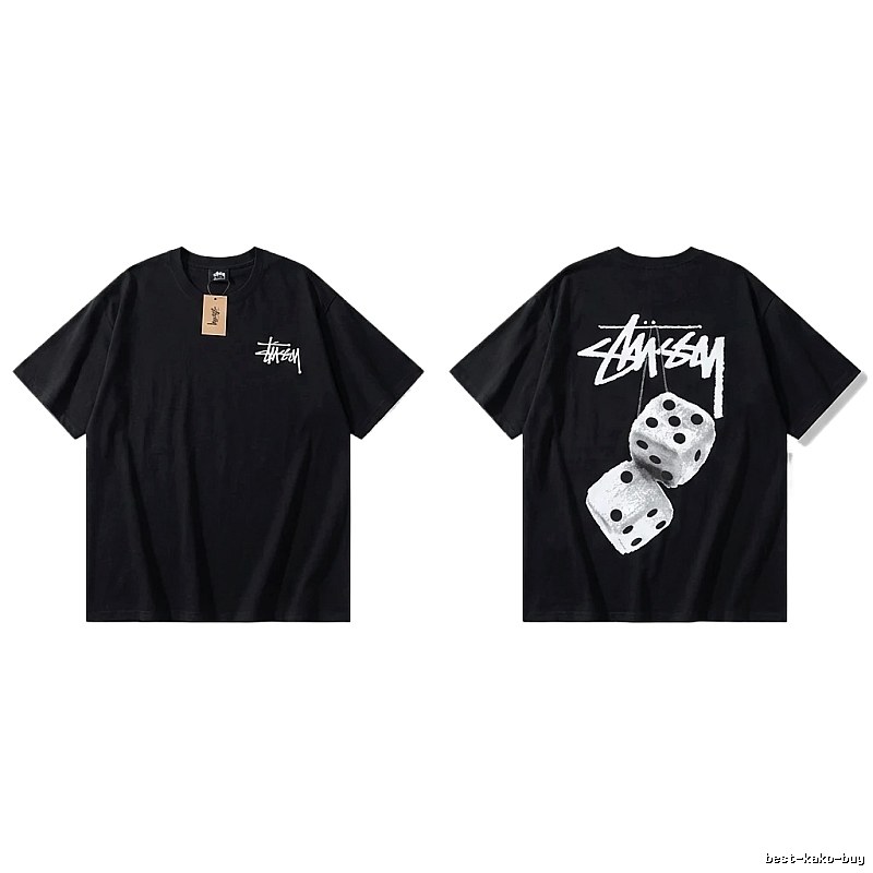 Stussy Dice Trendy and Cool Style Black T-shirt