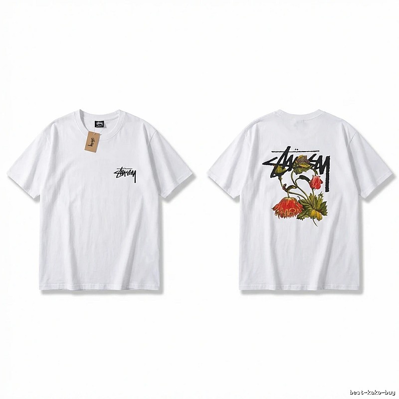 Stussy Floral Print White T-Shirt
