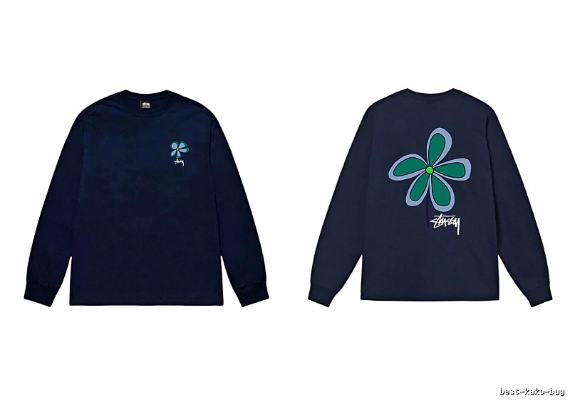 Stussy Floral Series Casual Style Navy Long-Sleeve