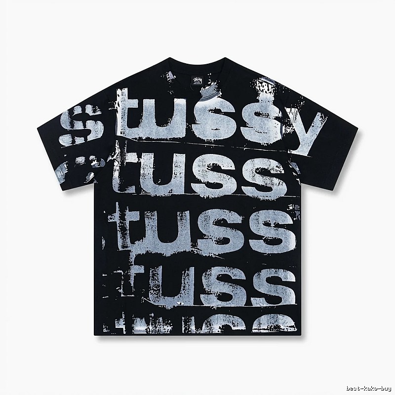 Stussy graffiti-style black T-shirt with letters