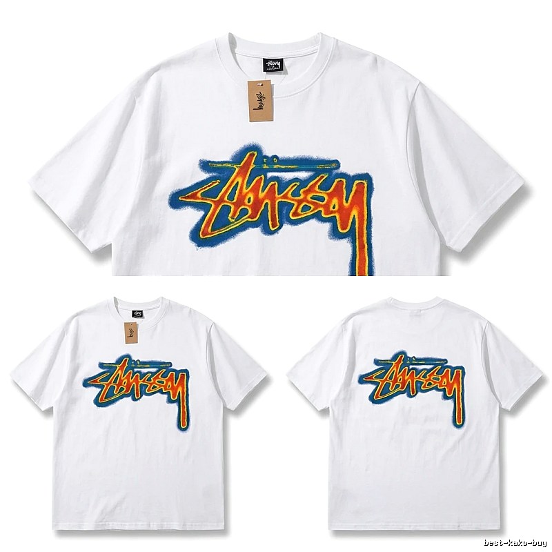 Stussy Graffiti Trendy Brand White T-shirt