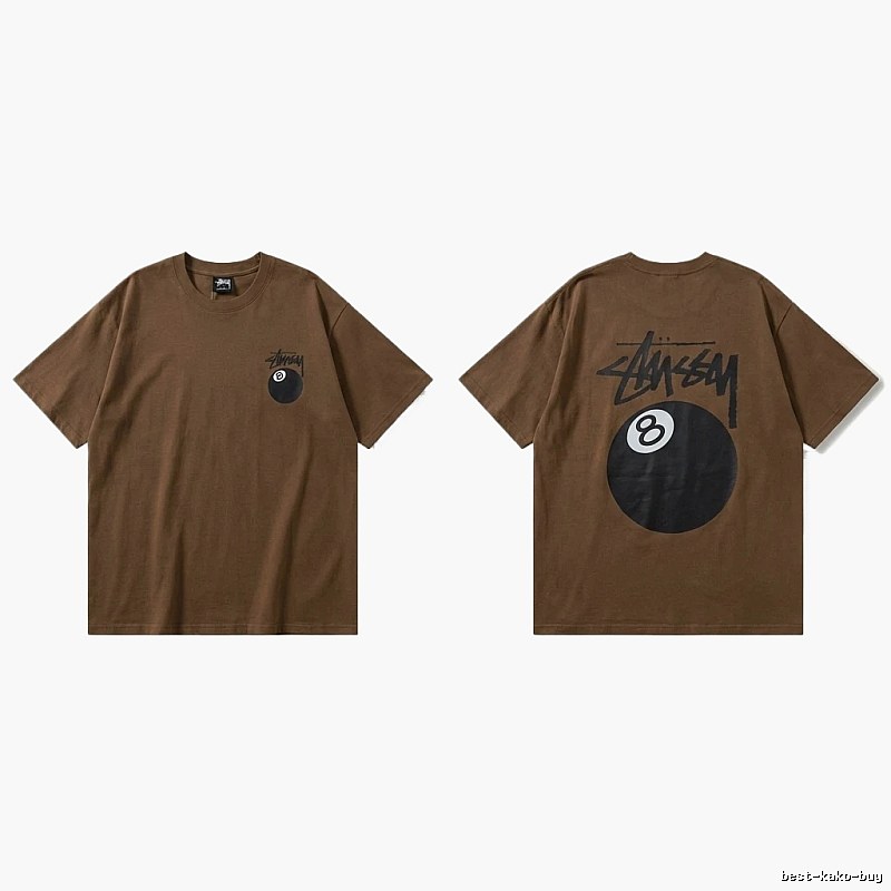 Stussy No.8 Ball Trendy Brown T-shirt