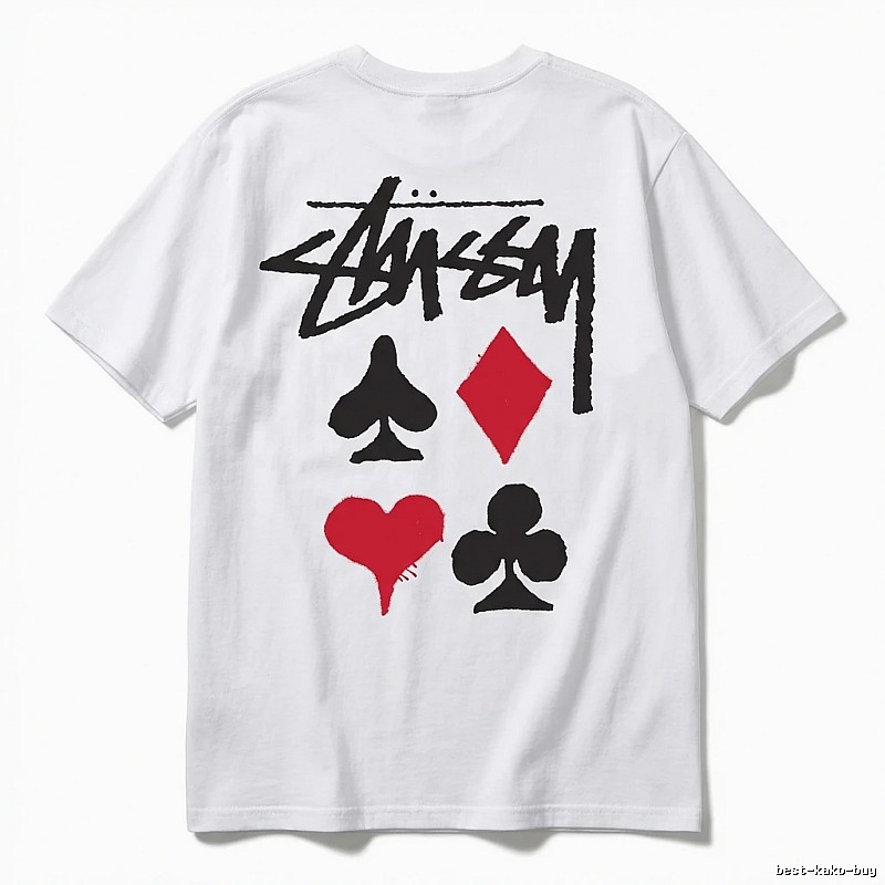 Stussy Poker Print Simple White T-shirt