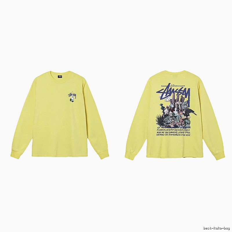 Stussy printed trendy brand style yellow long-sleeve