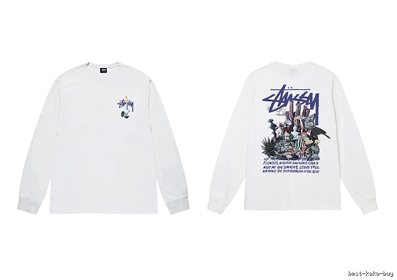 Stussy printed trendy white long-sleeve