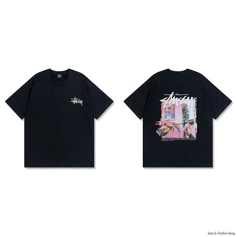 Stussy trendy style black T-shirt