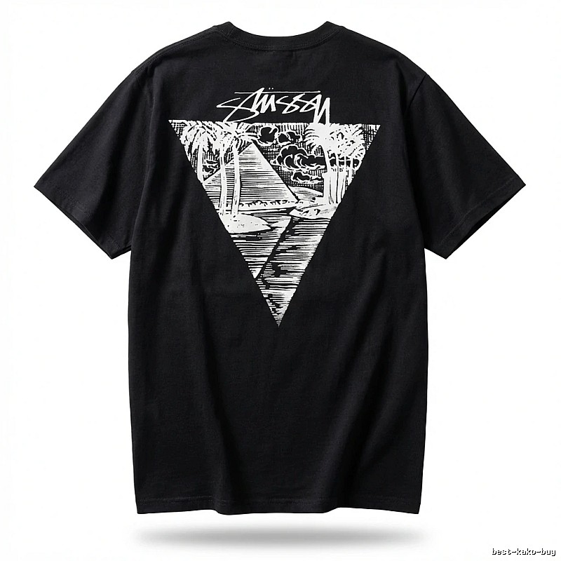 Stussy triangle print style black T-shirt