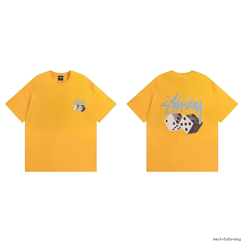 Stussy Yellow Spider Graphic T-Shirt Summer Styling Logo