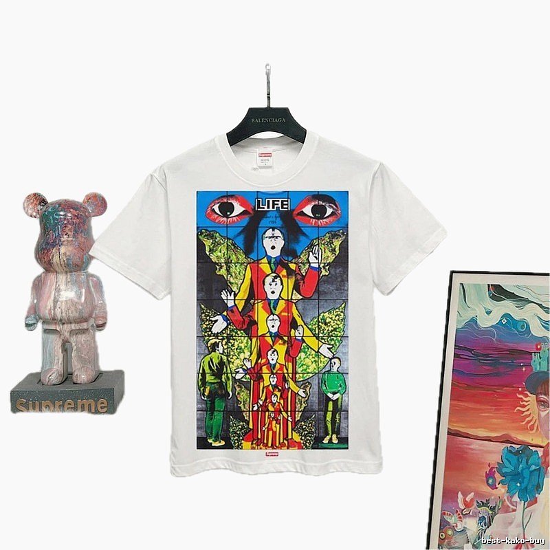 Supreme Art Print Street Style White T-Shirt