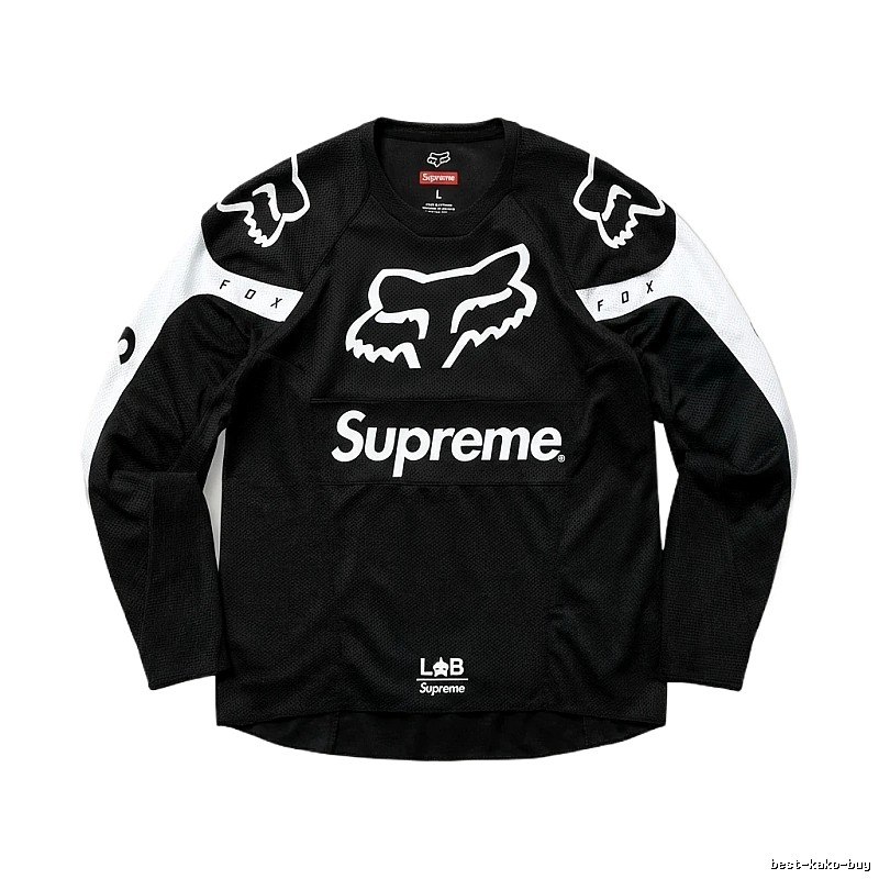 Supreme black and white trendy long-sleeved shirt
