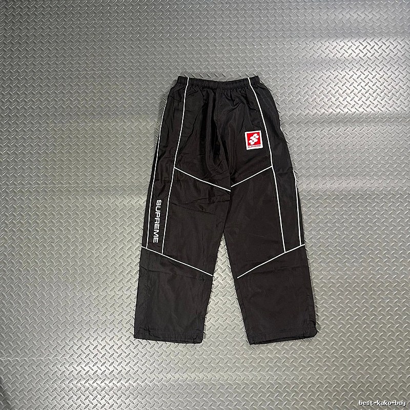 Supreme Black Utility Track Pants with Contrast Seams