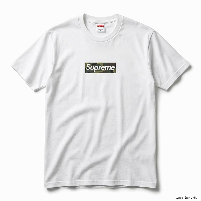 Supreme camouflage-style white T-shirt