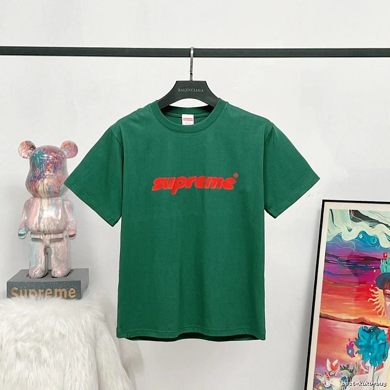 Supreme Classic Logo Street Style Green T-Shirt