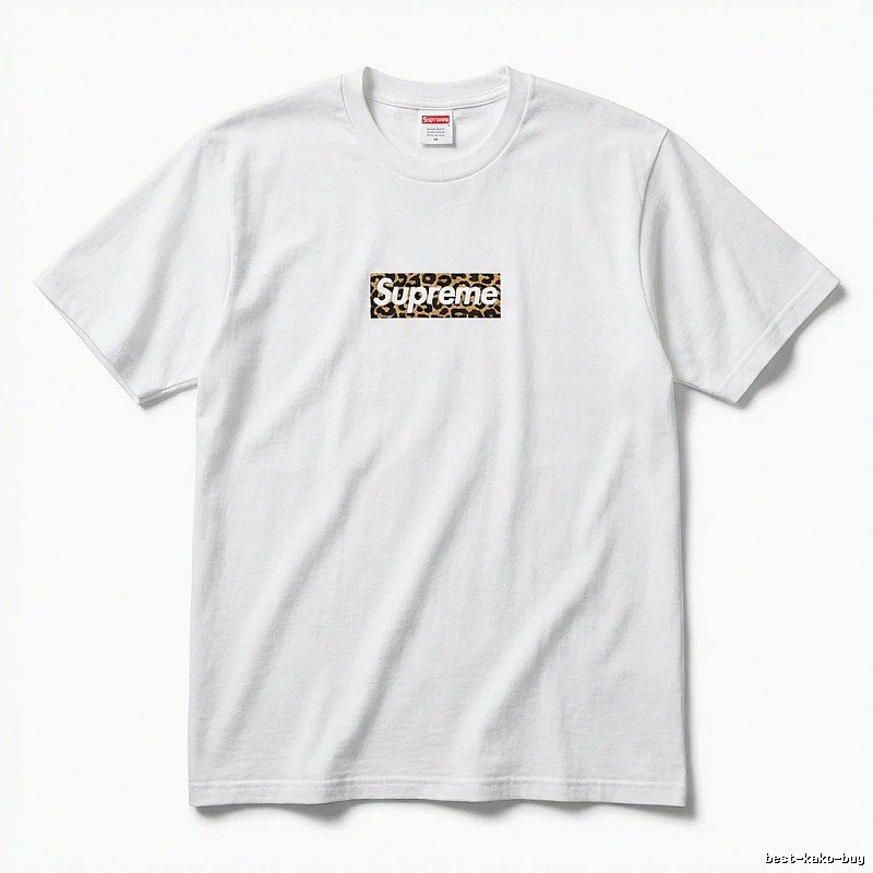 Supreme leopard - print style white T - shirt