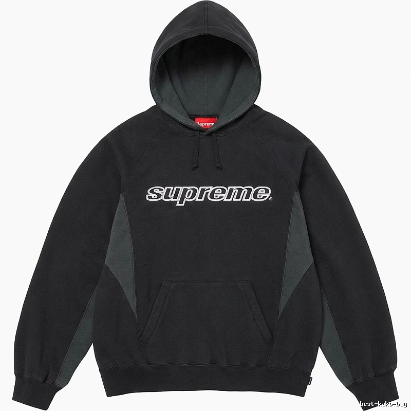 Supreme patchwork-style black hoodie