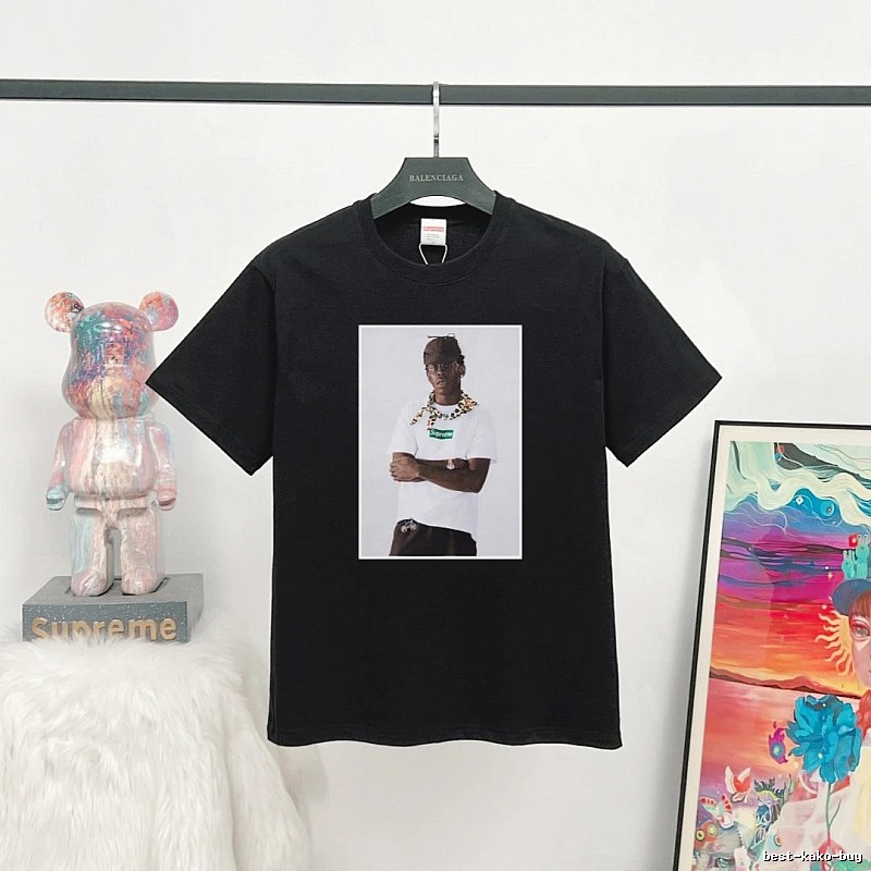 Supreme Portrait Print Street Style Black T-Shirt