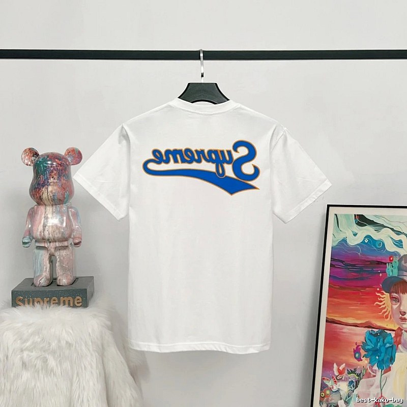 Supreme Reverse Logo Printed Street Style White T-Shirt