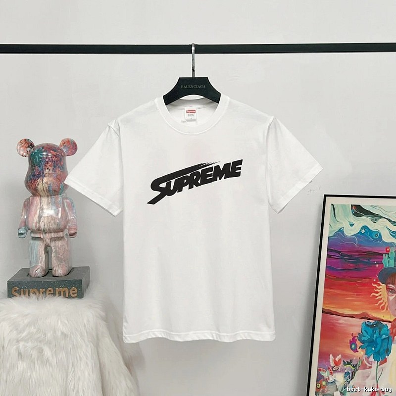 Supreme Slant Logo Printed Street Style White Short-sleeve T-shirt
