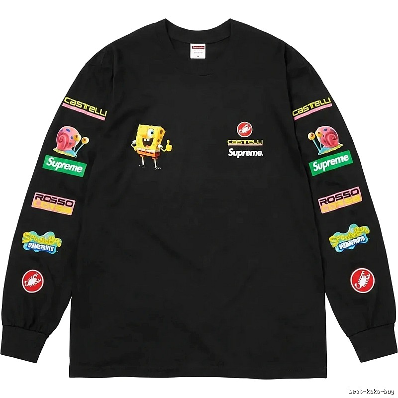 Supreme SpongeBob SquarePants Co-branded Black Long-sleeve Shirt